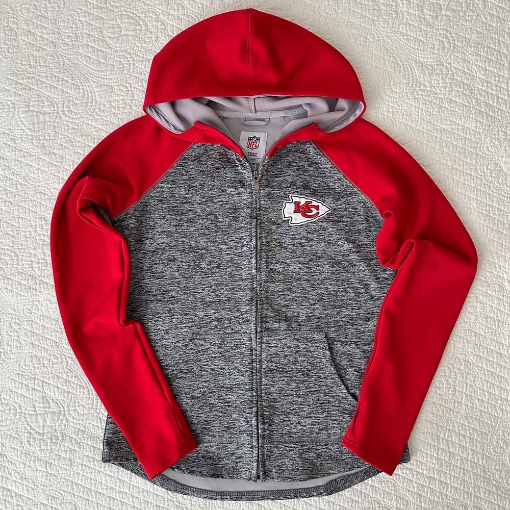 NFL Team Apparel Kansas City Chiefs Women’s Zip Up Hooded Jacket Small